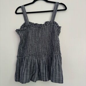 LOFT Beach Navy and White Textured Top